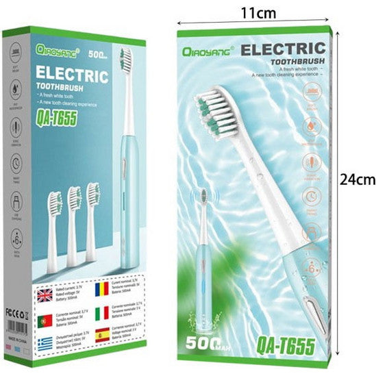 Escova de Dentes Elétrica Sónica Recarregável 500mAh